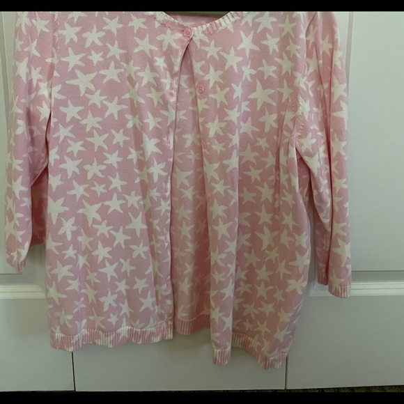 Christopher & Banks Ladies Cardigan. Size XL. Color.Pink with White Stars . - Picture 1 of 7